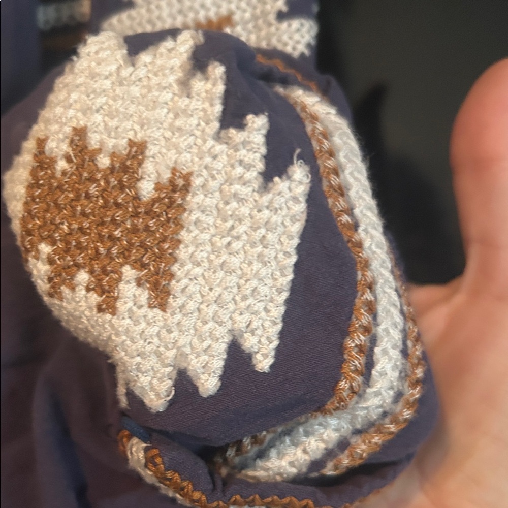 Bohemian Embroidered Women's Top - Navy and Cream with snap closure and two ties - Picture 9 of 10